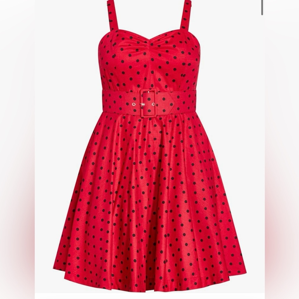 Red/Red & Black Polka Dot Reversible Bombshell Dress, City Chic, Plus Size 18